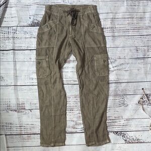 American Eagle Outfitters Linen Cargo Pants - Olive